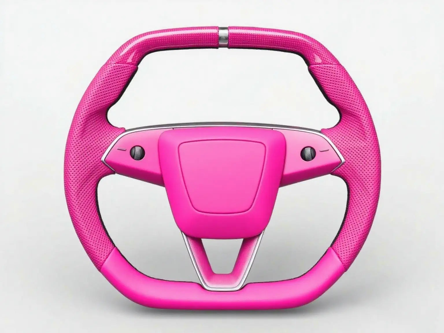 Bright-Pink-Perforated-Leather-Tesla-Steering-Wheel-Super-Enhancer Axeco