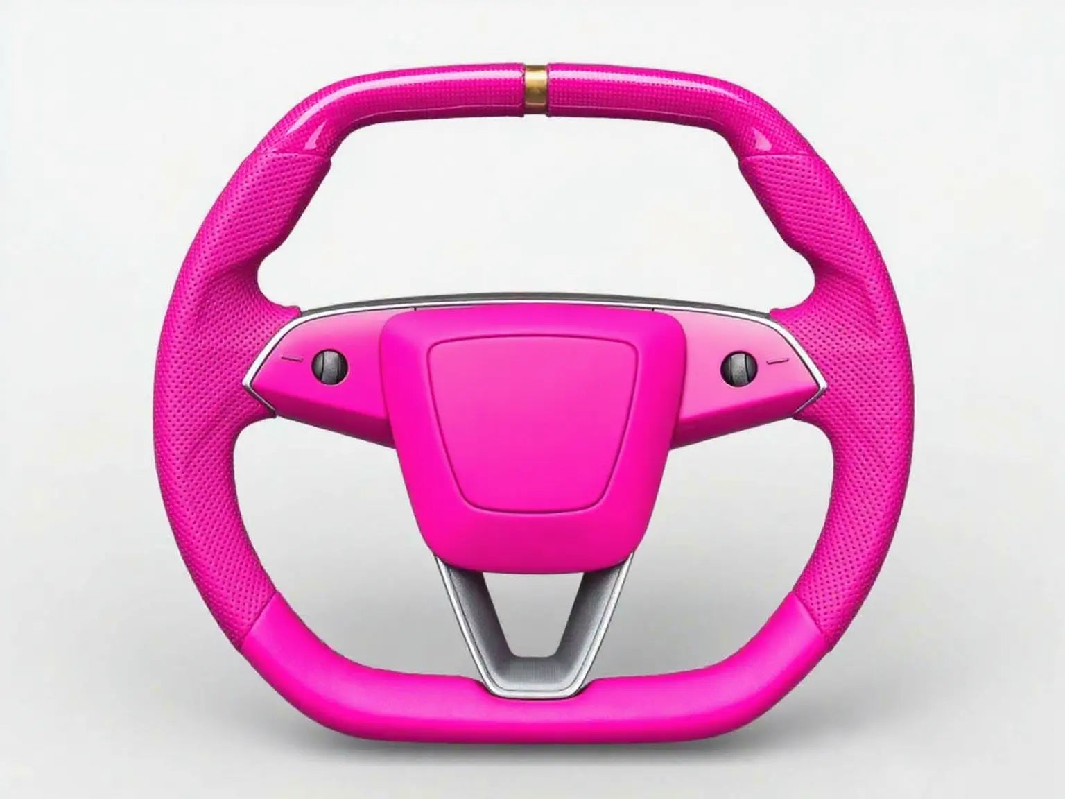 Bright-Pink-with-Gold-Trim-Tesla-Steering-Wheel-Super-Enhancer Axeco
