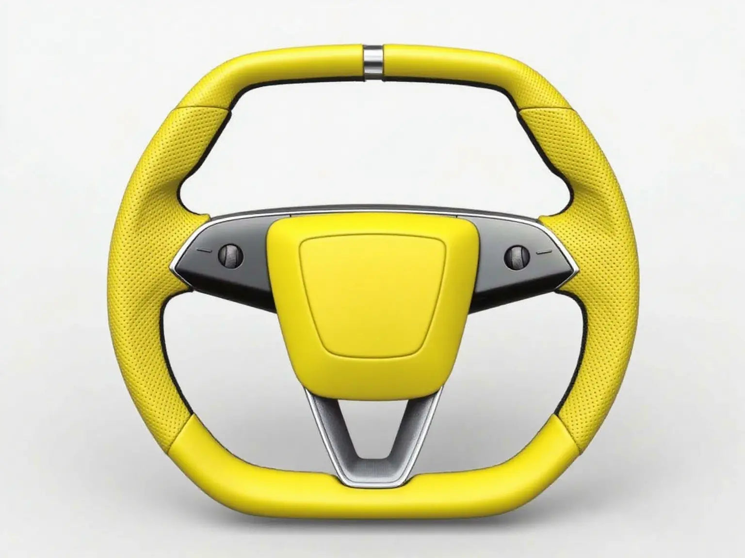 Bright-Yellow-Perforated-Leather-Tesla-Steering-Wheel-Super-Enhancer Axeco