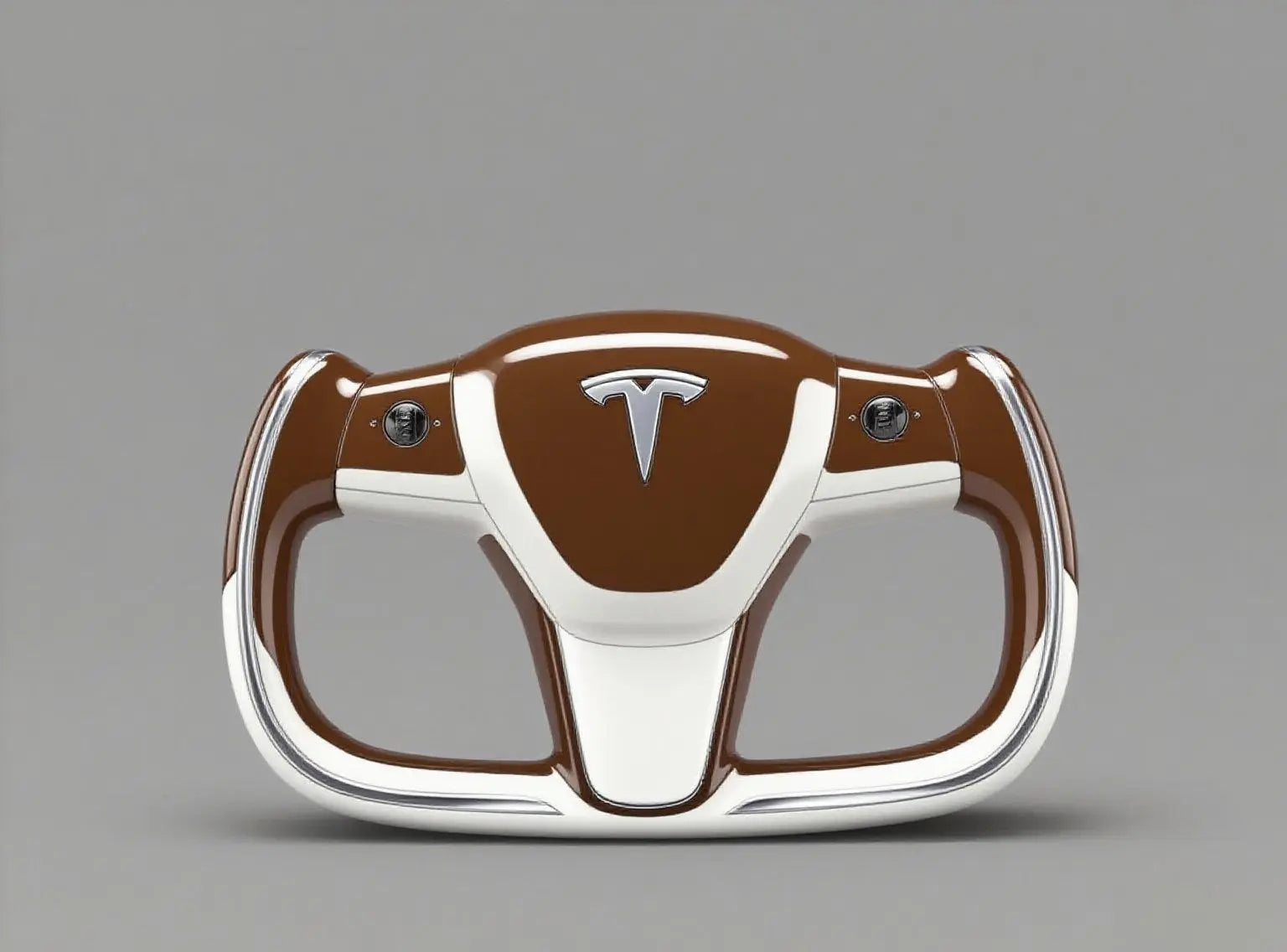 Brown-Centric-Tesla-Steering-Wheel-with-White-Trims-Elevating-Classic-Sophistication Axeco