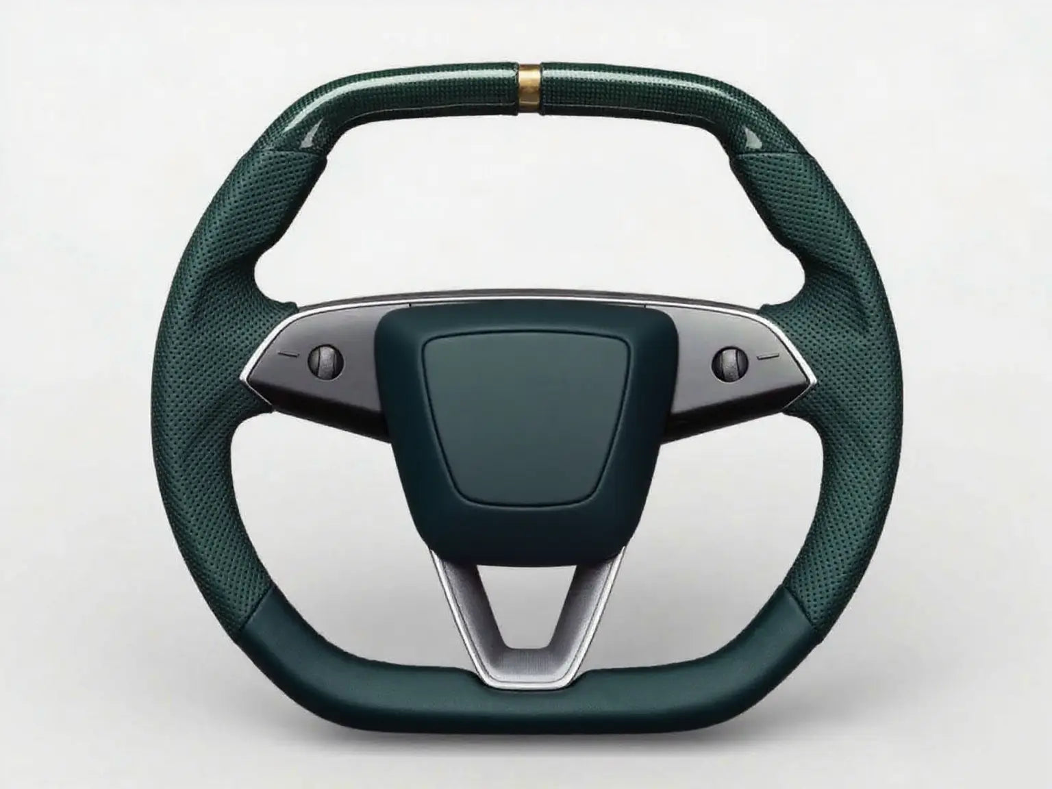Carbon-Fiber-Dark-Green-Two-Tone-Tesla-Steering-Wheel-Super-Enhancer Axeco