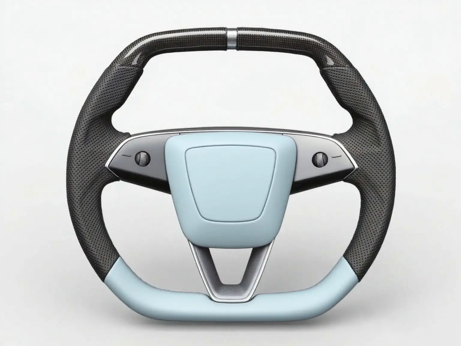 Carbon-Fiber-Light-Blue-Two-Tone-Tesla-Steering-Wheel-Super-Enhancer Axeco