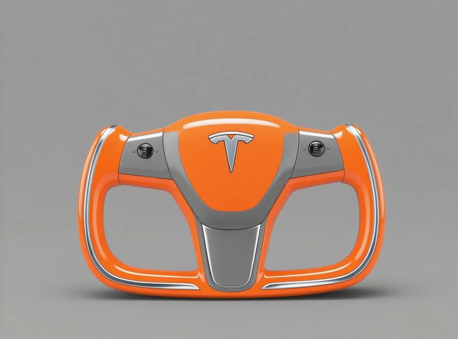 Color-Clashing-Orange-Grey-Tesla-Steering-Wheel-Amplifying-Fashion-Forward-Edge Axeco