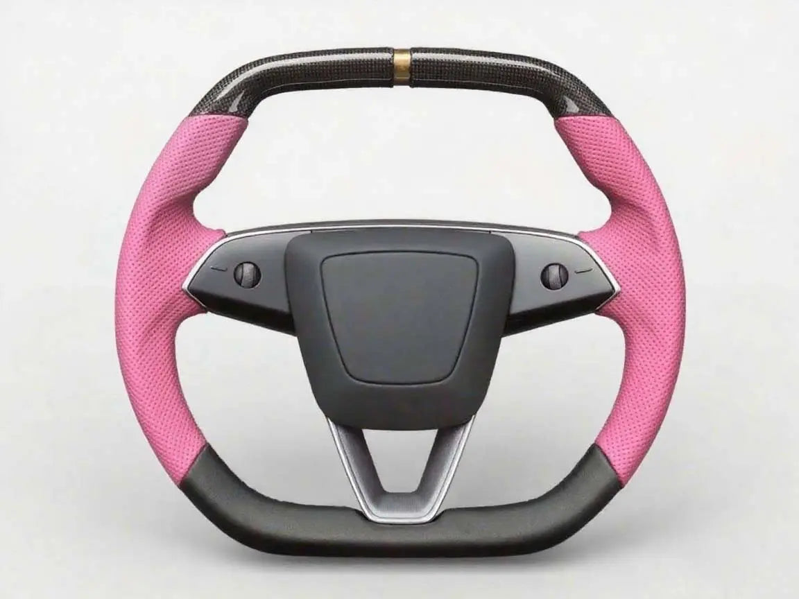 Cool-Black-Meets-Peach-Pink-Tesla-Steering-Wheel-Deduces-Contrast-Fashion Axeco