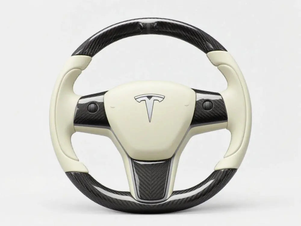 Cream-White-and-Carbon-Fiber-Tesla-Steering-Wheel-Track-Master Axeco