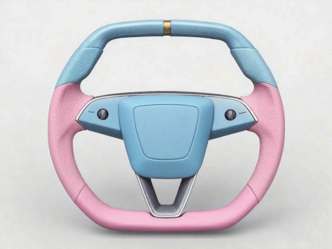 Dreamy-Melody-Tesla-Steering-Wheel-with-Pink-blue-Interweaving Axeco