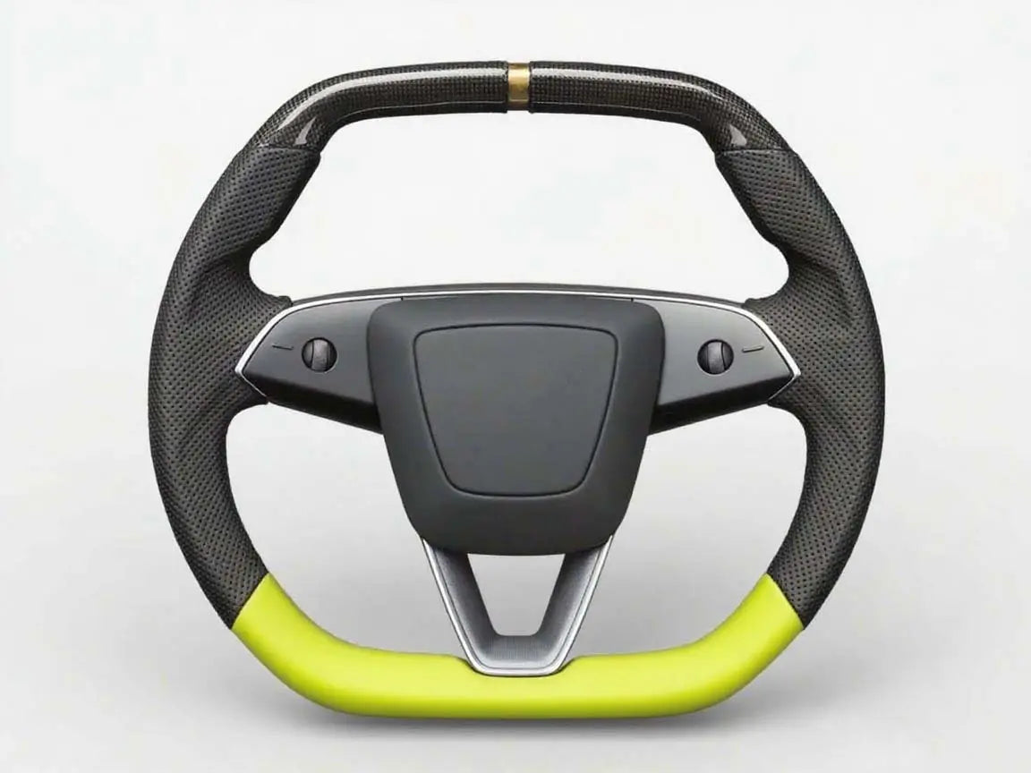 Dynamic-Shockwave-Tesla-Steering-Wheel-in-Black-and-Fluorescent-Yellow Axeco