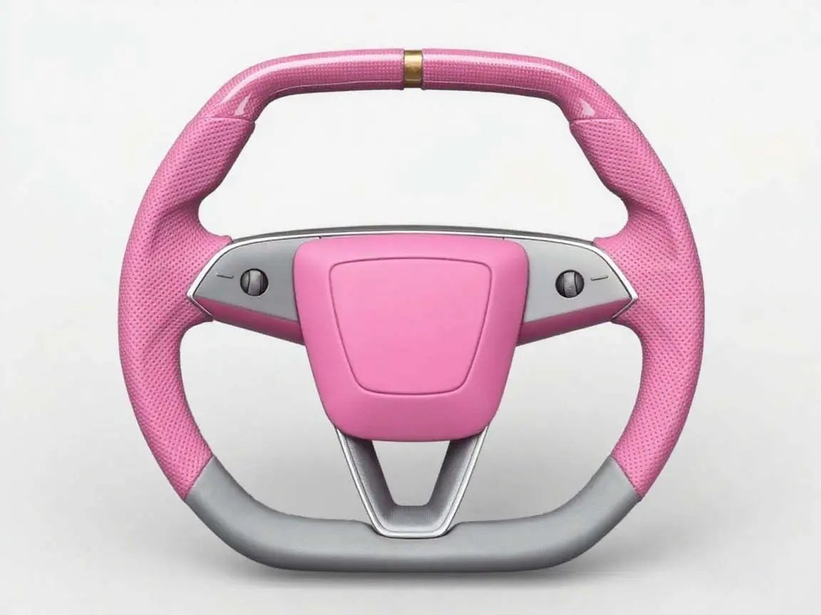 Elegant-New-Rhyme-Tesla-Steering-Wheel-with-Pink-gray-Harmony Axeco