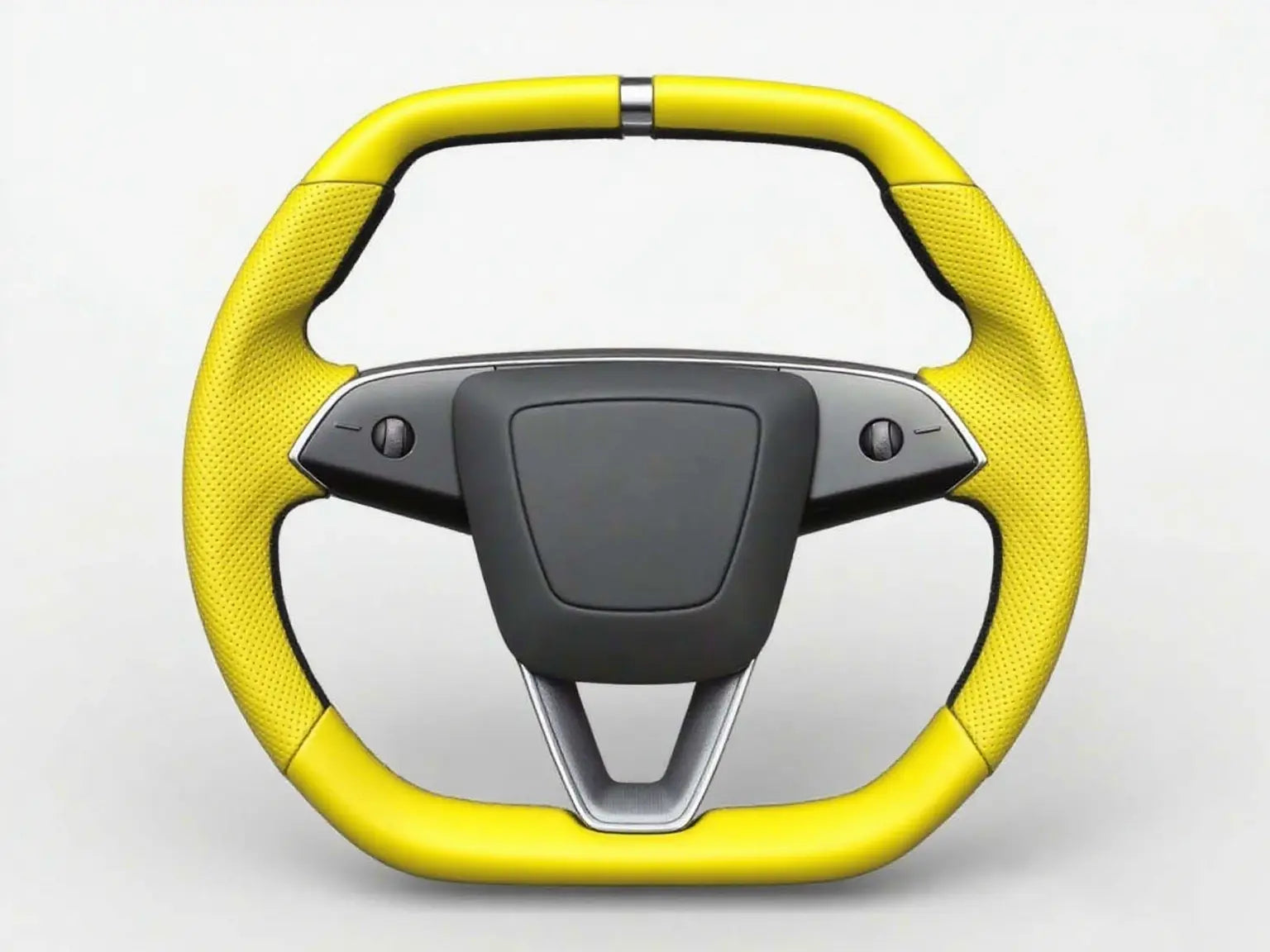 Energetic-Yellow-Leather-Tesla-Steering-Wheel-Track-Master Axeco