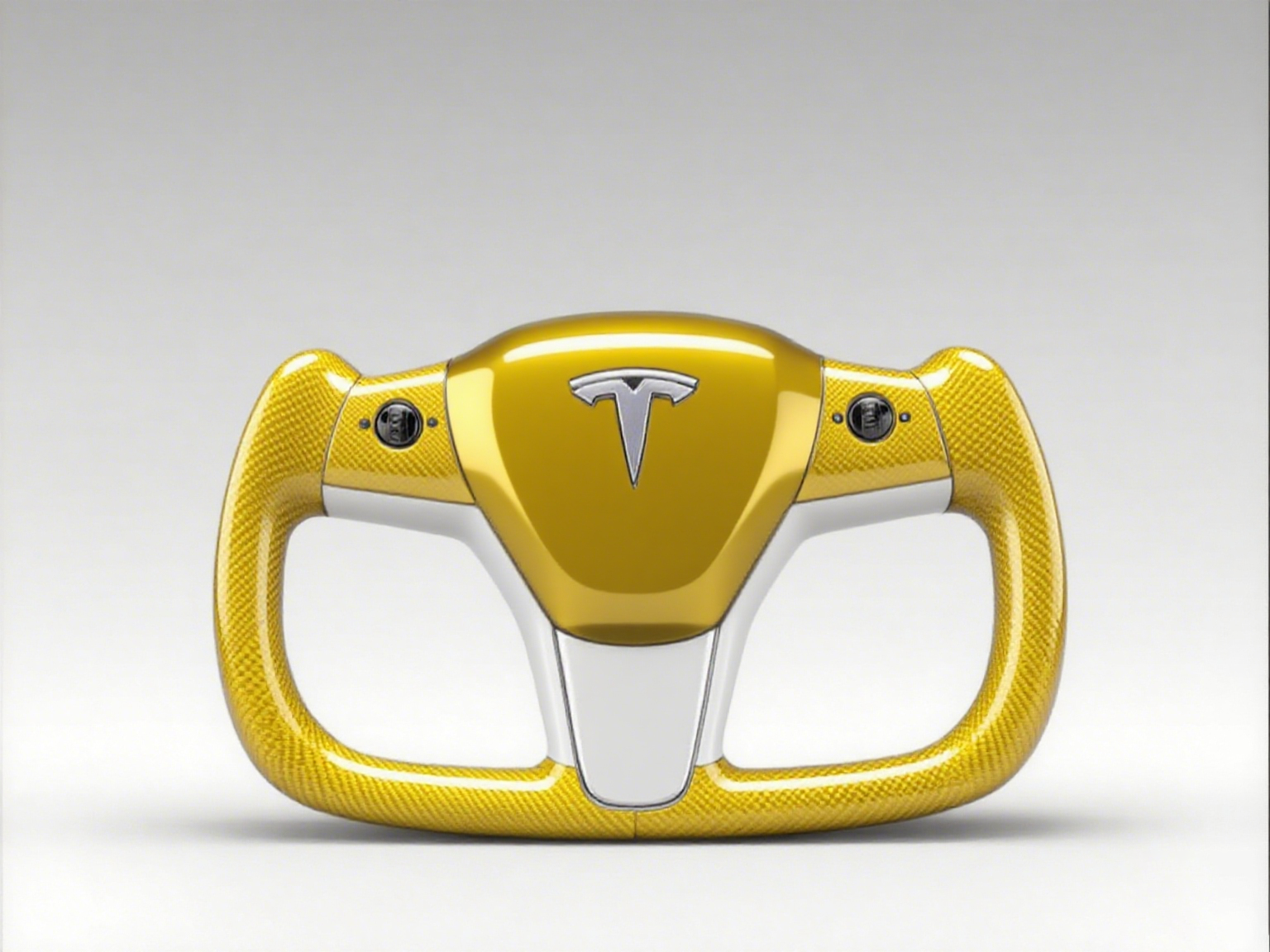 Eye-catching Gold Tesla Yoke Steering Wheel, Unlock a Luxurious New Experience - Axeco