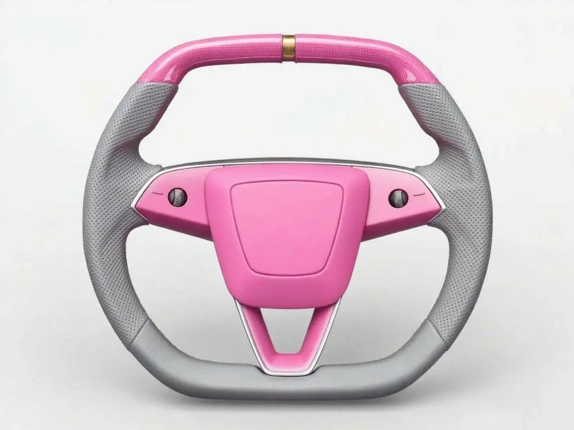 Fashionable-New-Tune-Tesla-Steering-Wheel-with-Pink-gray-Concerto Axeco