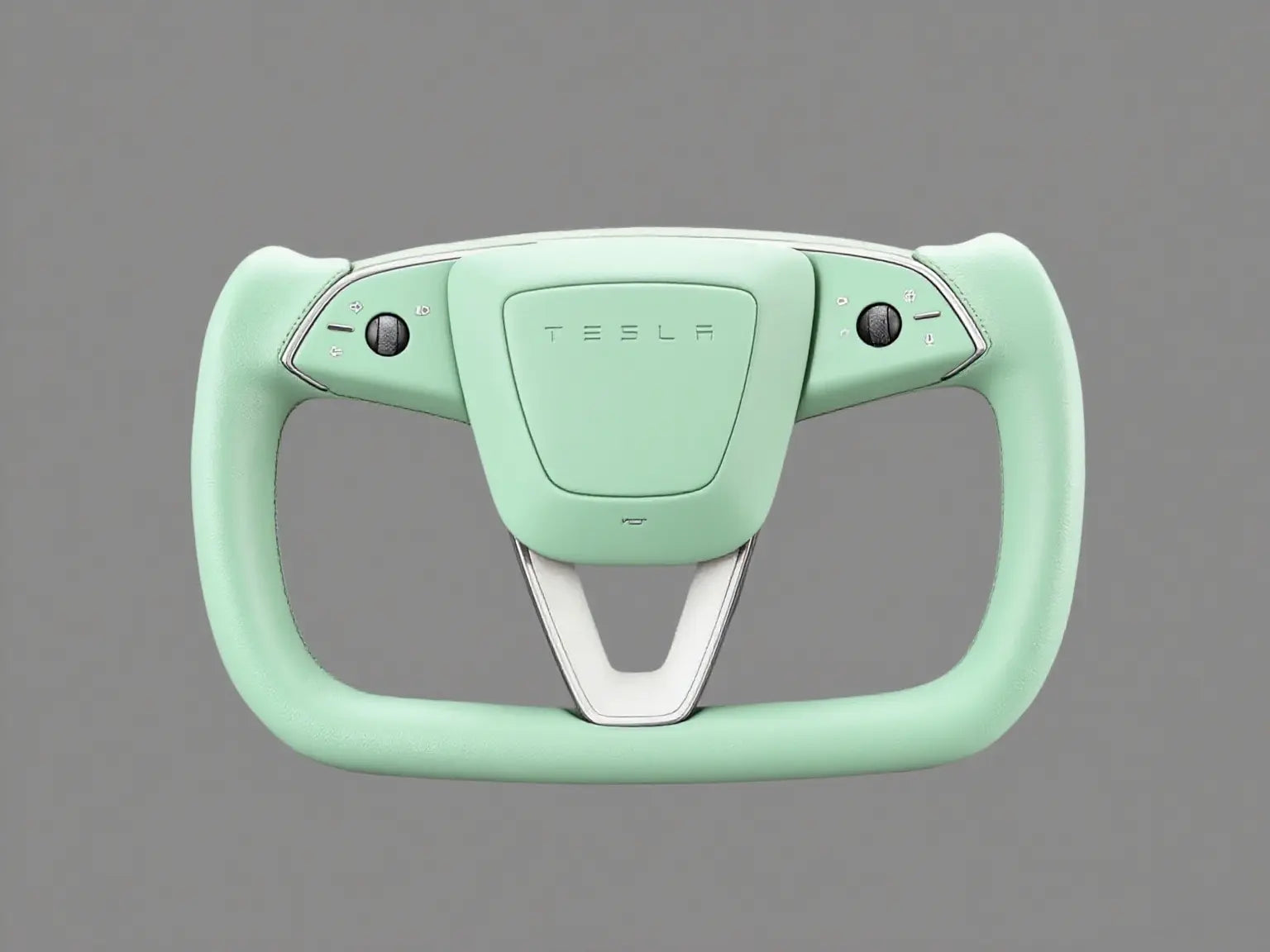 Fresh-Healing-Tesla-Yoke-Steering-Wheel-with-Mint-green-Leather Axeco