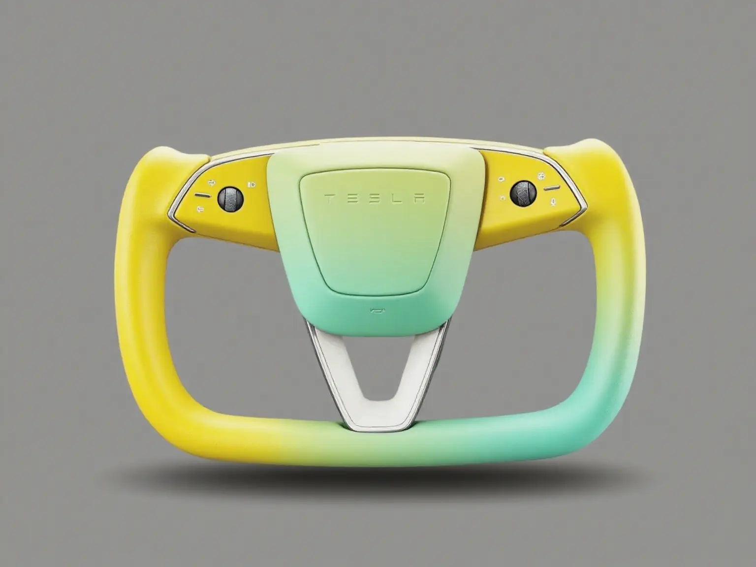 Fresh-Vitality-Tesla-Yoke-Steering-Wheel-with-Gradient-Yellow-green-Leather Axeco