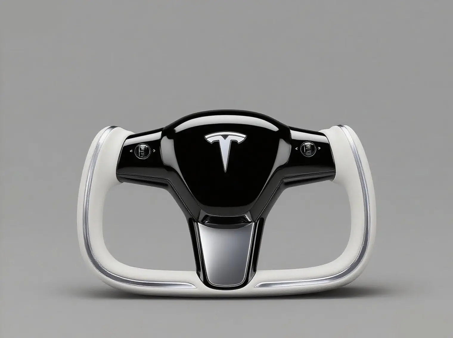 Glossy-Black-Centric-Tesla-Steering-Wheel-with-White-Accents-Redefining-Minimalist-Luxury Axeco