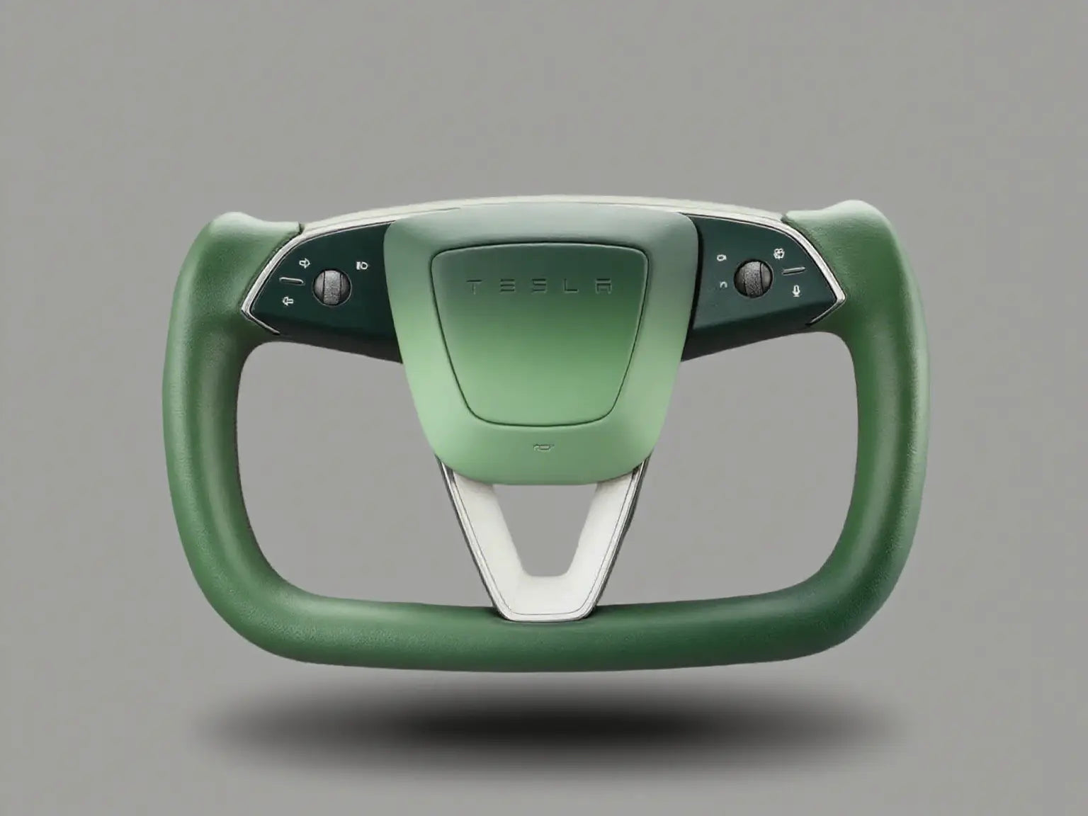 Gradient-Green-Leather-Tesla-Yoke-Steering-Wheel-Exuding-Natural-Serenity Axeco