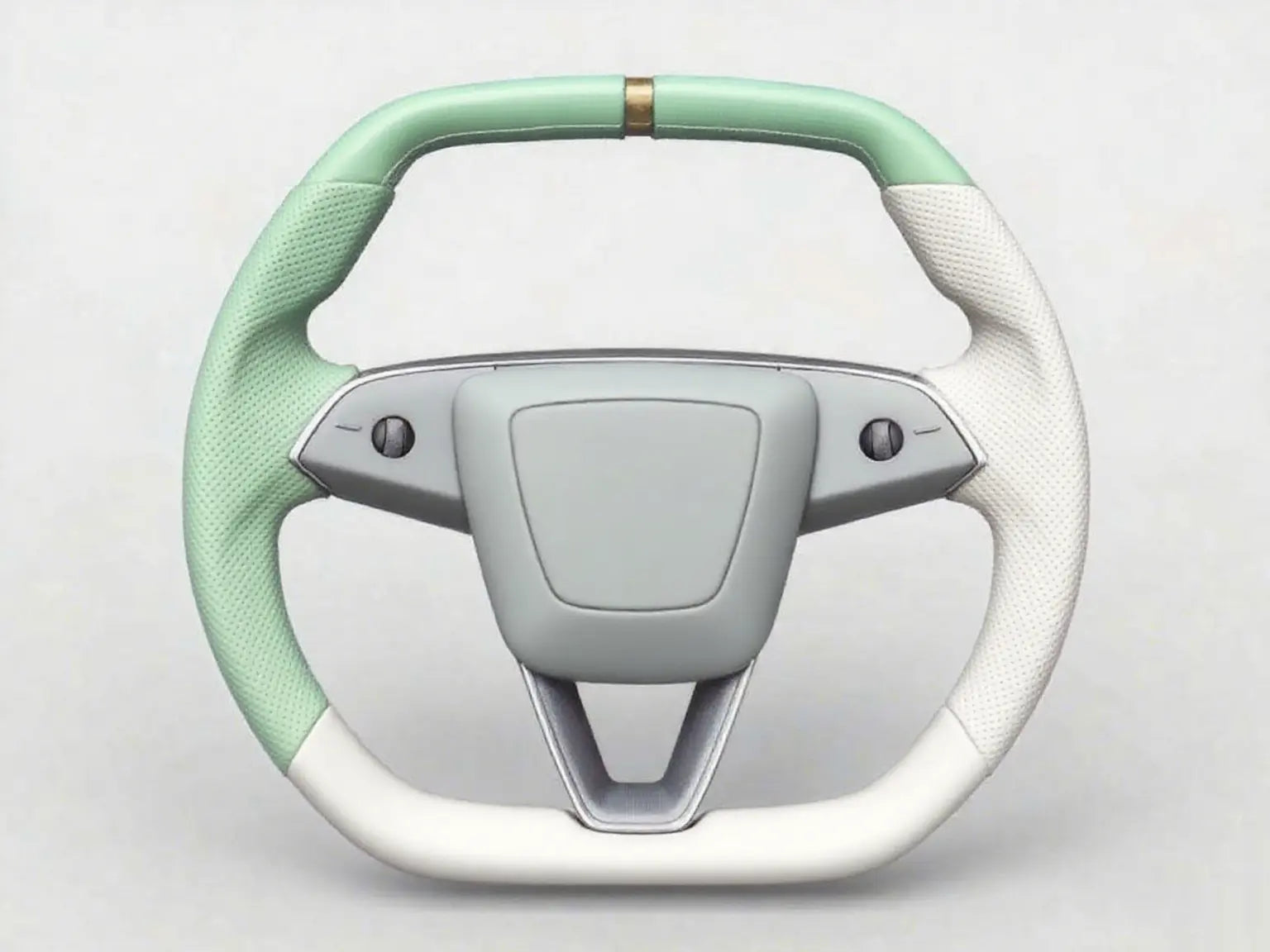 Green-White-Two-Tone-Perforated-Leather-Tesla-Steering-Wheel-Super-Enhancer Axeco