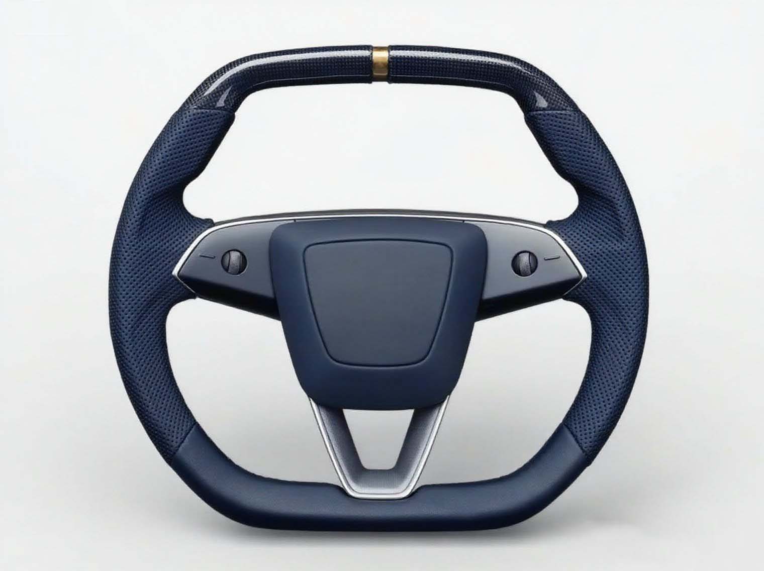 Low-key luxury navy blue Tesla steering wheel with a high-tech look - Axeco