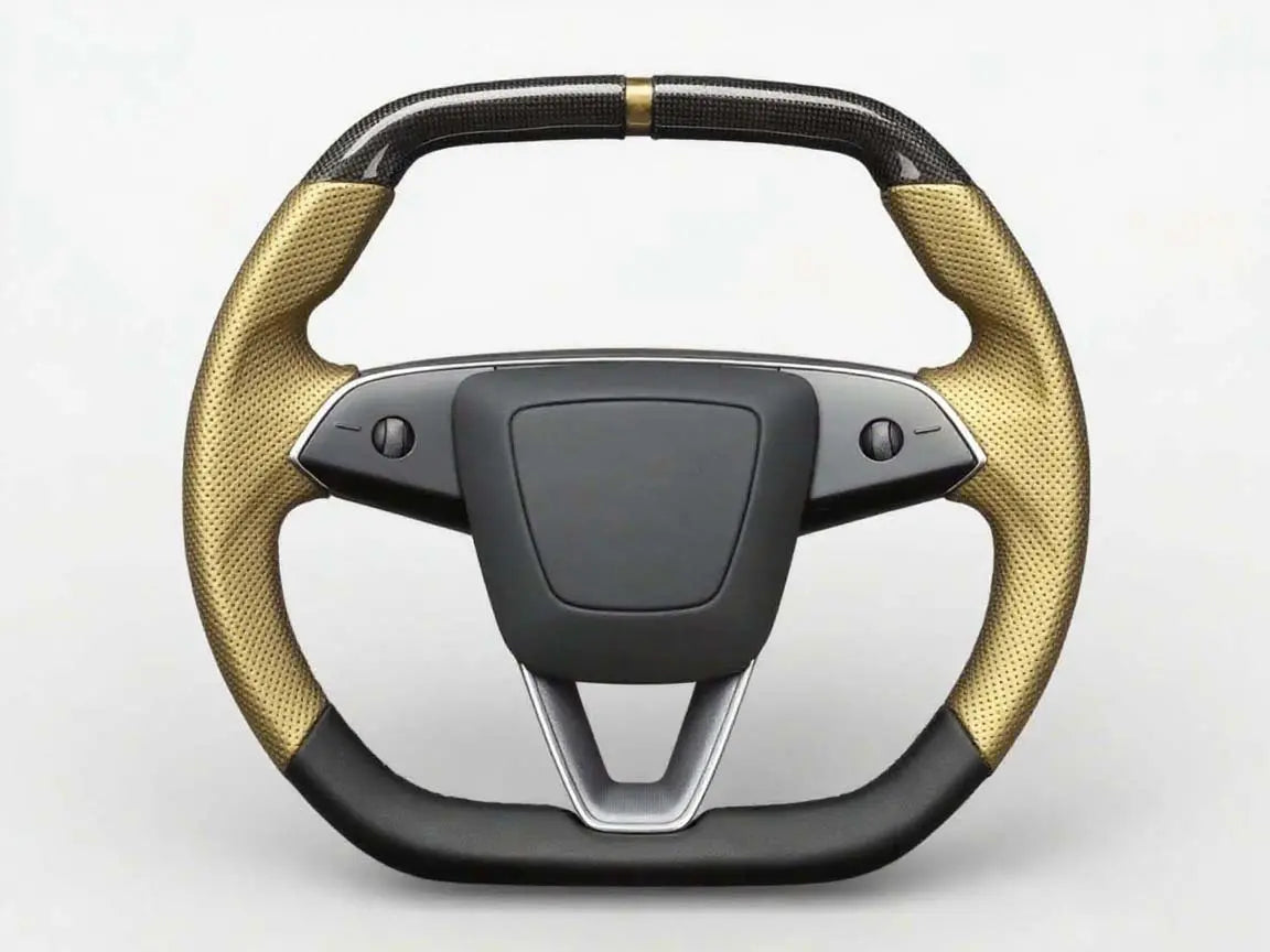 Luxurious-Rhythm-Tesla-Steering-Wheel-with-Black-gold-Interweaving Axeco
