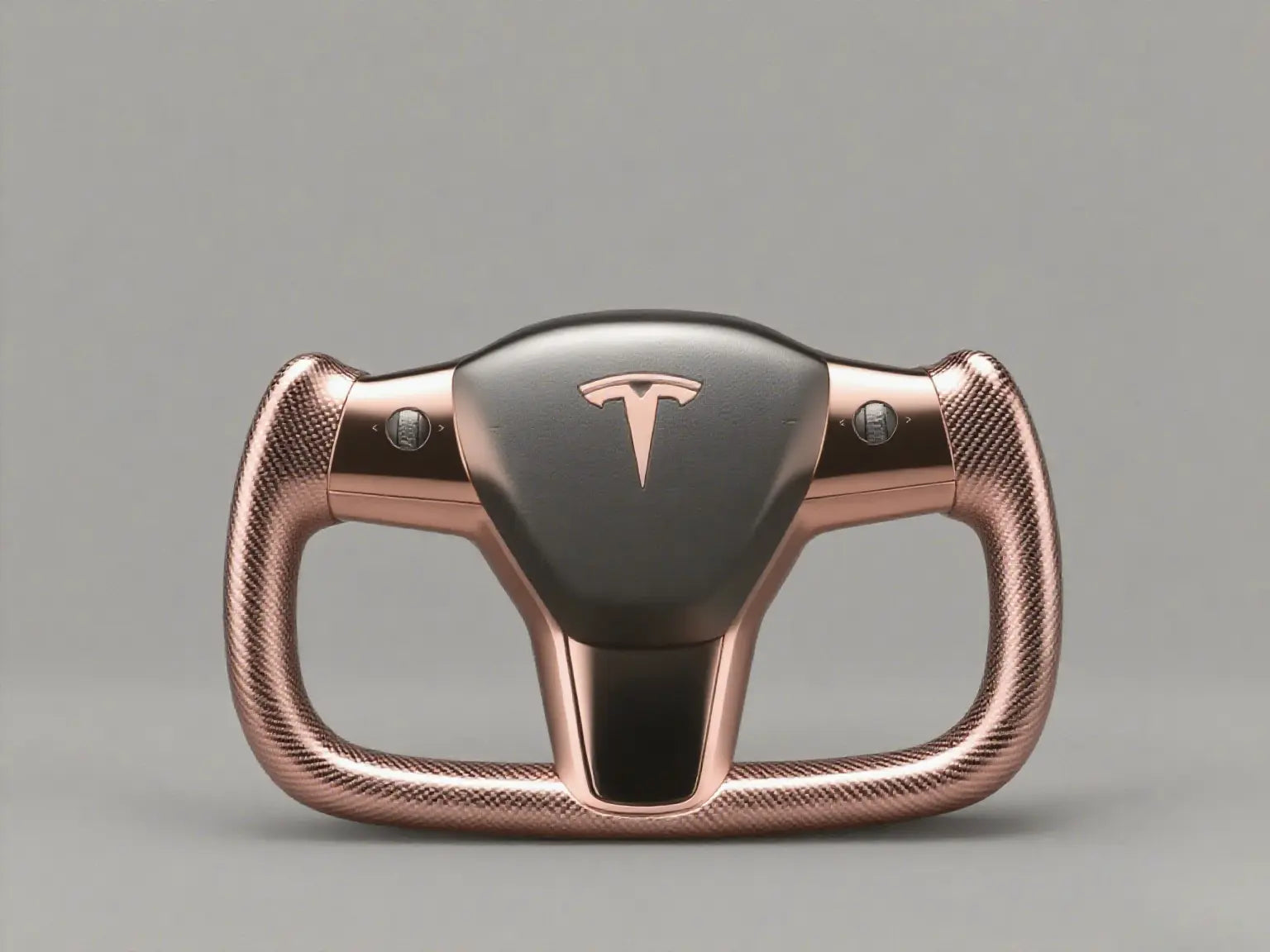 Luxury-Collision-Tesla-Yoke-Steering-Wheel-in-Rose-Gold-Carbon-Black Axeco
