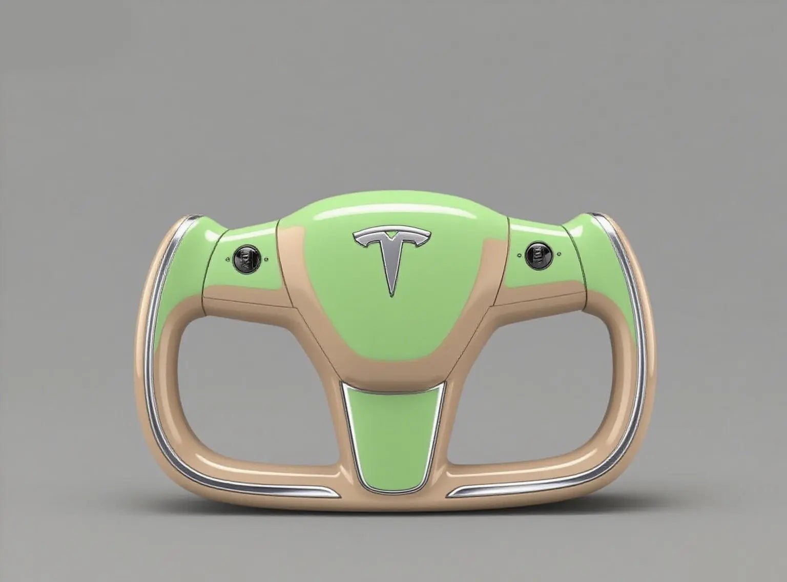 Mint-Camel-Dual-Tone-Tesla-Steering-Wheel-Embracing-Gentle-Sophistication Axeco