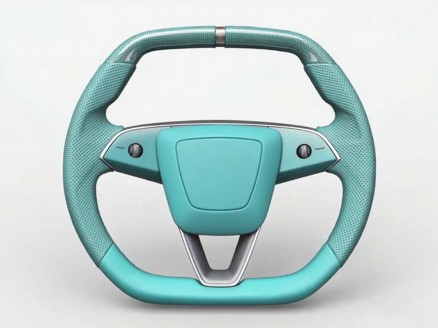 Mint-Green-Leather-Tesla-Steering-Wheel-Track-Master Axeco
