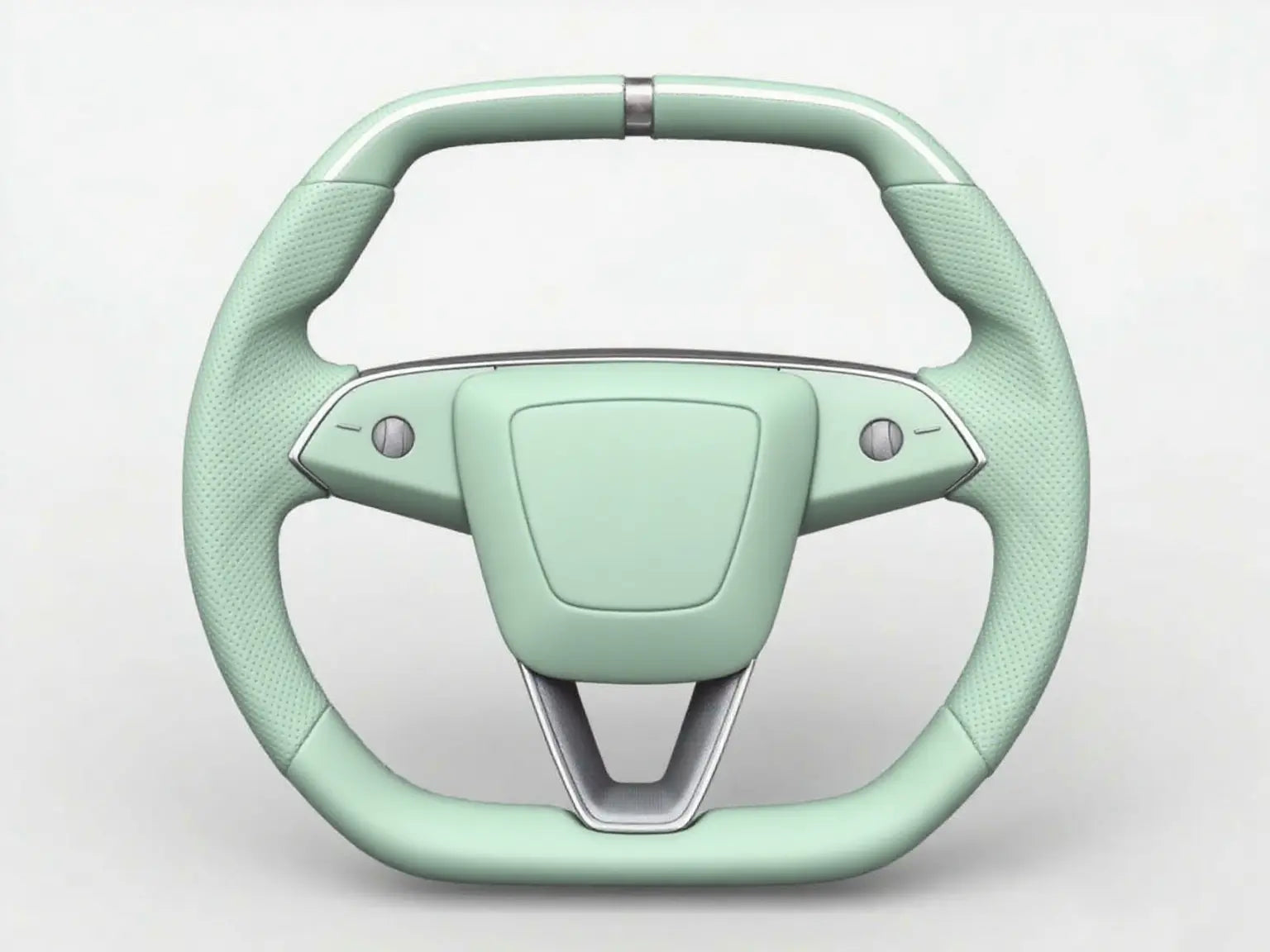 Mint-Green-Perforated-Leather-Tesla-Steering-Wheel-Super-Enhancer Axeco