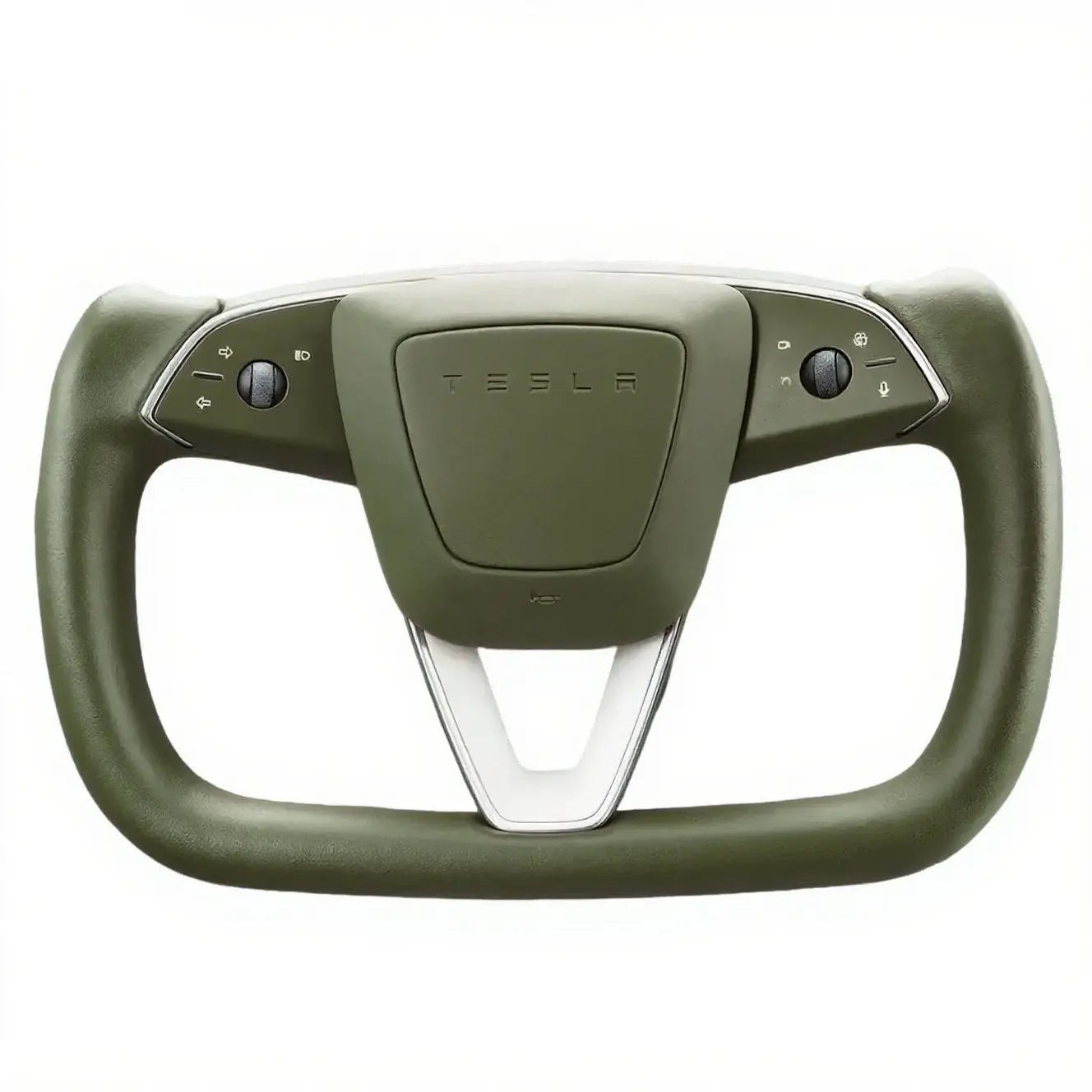 Olive-Green-Sport-TeslaYoke-Steering-Wheel-Redefine-Driving-Aesthetics-Interaction Axeco