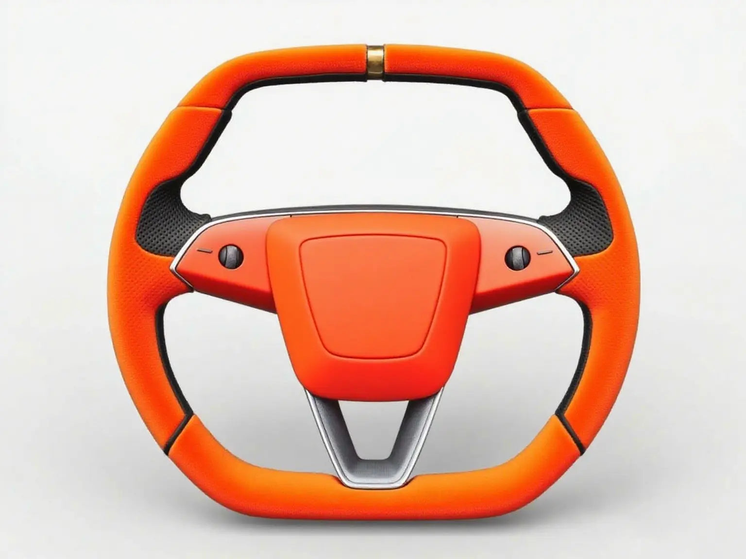 Orange-Black-Two-Tone-Suede-Tesla-Steering-Wheel-Super-Enhancer Axeco