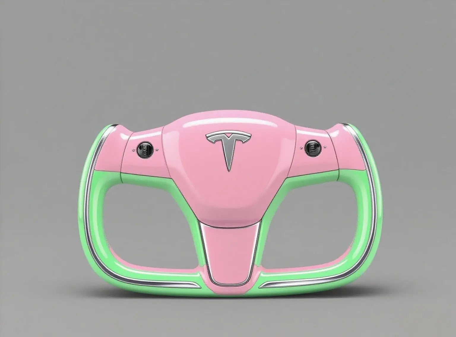 Pastel-Pink-Mint-Green-Tesla-Steering-Wheel-Embracing-Playful-Freshness Axeco