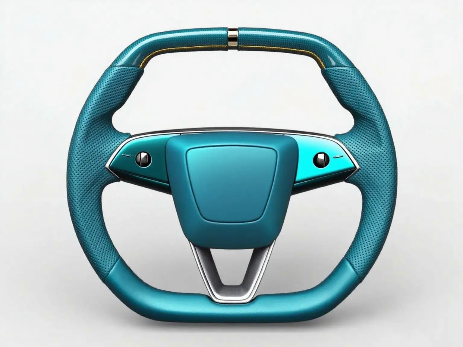 Peacock-Blue-with-Gold-Trim-Tesla-Steering-Wheel-Super-Enhancer Axeco
