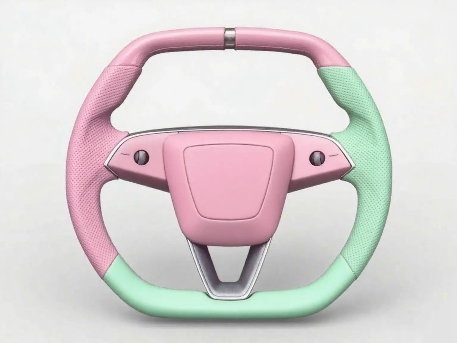 Pink-Green-Two-Tone-Perforated-Leather-Tesla-Steering-Wheel-Super-Enhancer Axeco