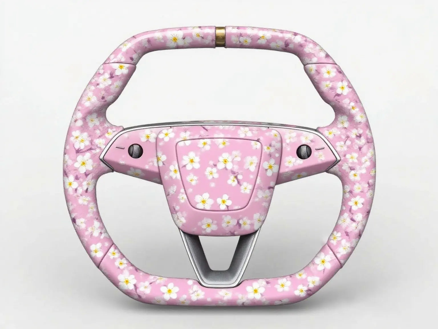 Pink-and-White-Flower-Leather-Tesla-Steering-Wheel-Super-Enhancer Axeco