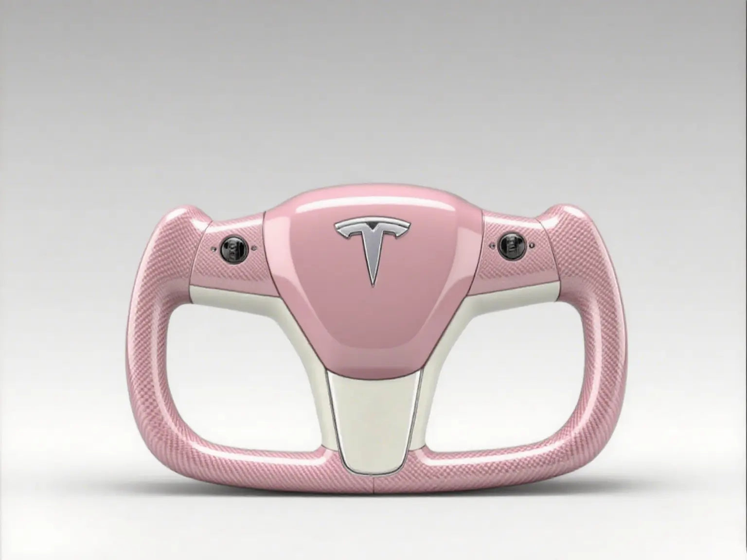 Pink-white-Tesla-Yoke-Steering-Wheel-Sweetly-Capturing-Girlish-Hearts Axeco