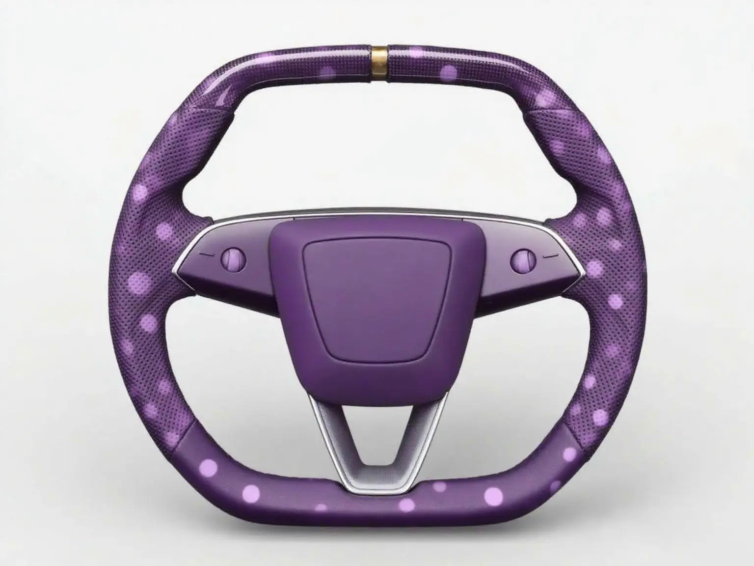 Purple-Based-Pink-Dotted-Leather-Tesla-Steering-Wheel-Track-Master Axeco