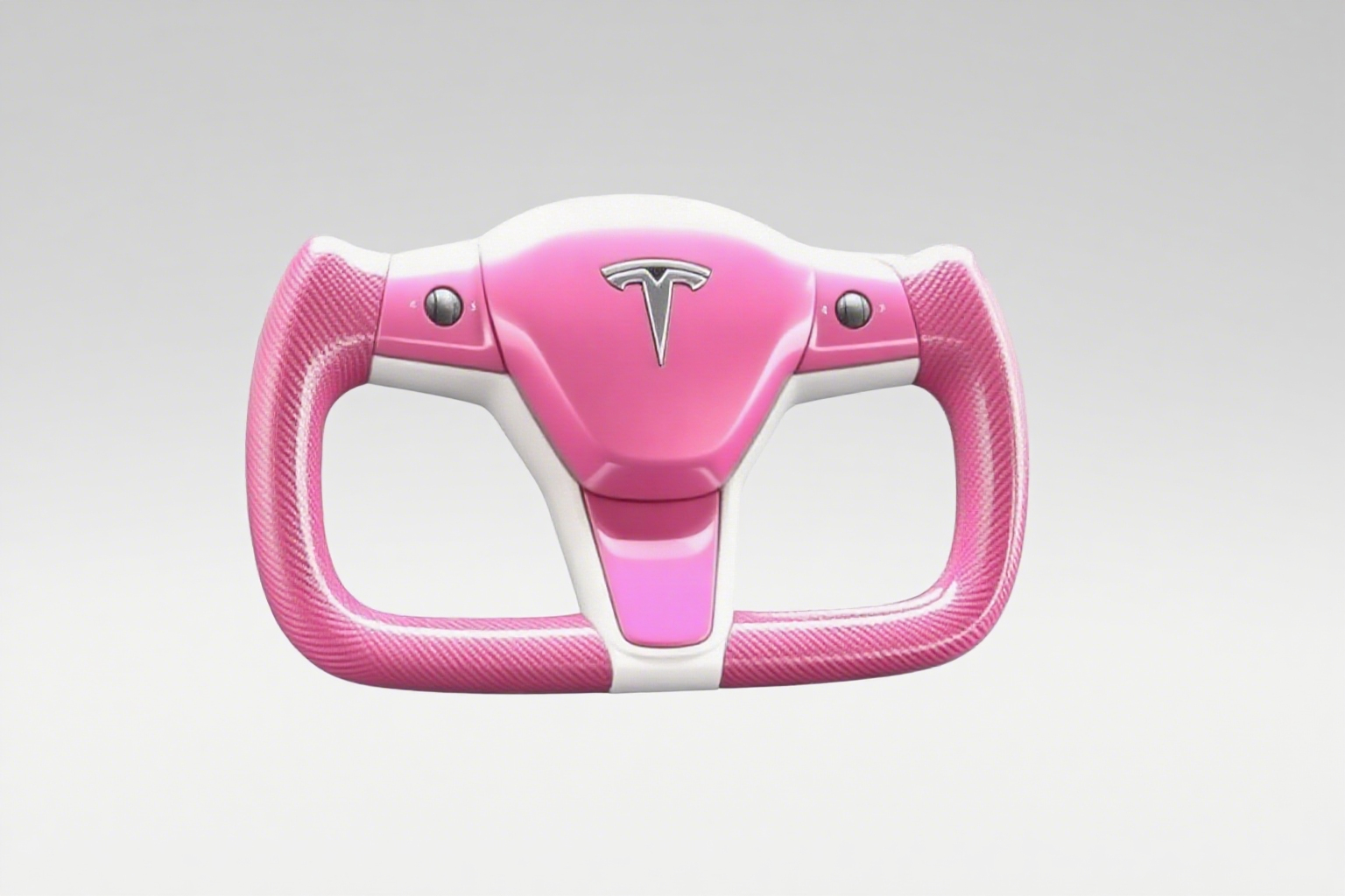 Romantic Upgrade! Tesla Yoke Steering Wheel with Pink and White Charm - Axeco