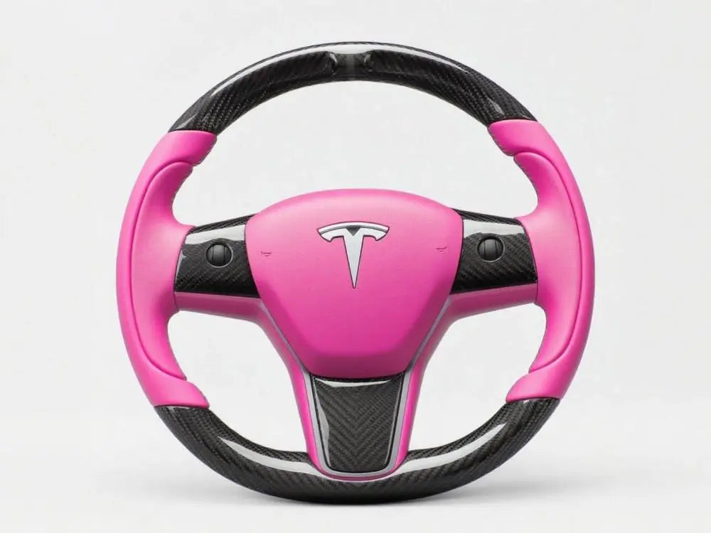 Rose-Pink-and-Carbon-Fiber-Tesla-Steering-Wheel-Track-Master Axeco