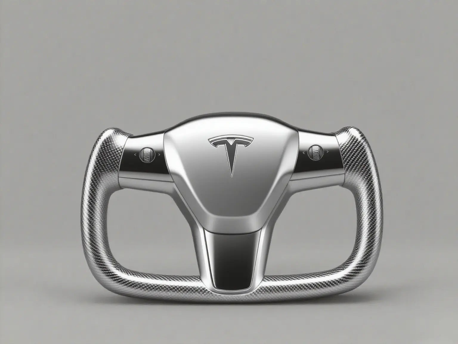 Silver-Carbon-Metal-Tesla-Yoke-Steering-Wheel-Exuding-Cold-edged-Ferocity Axeco