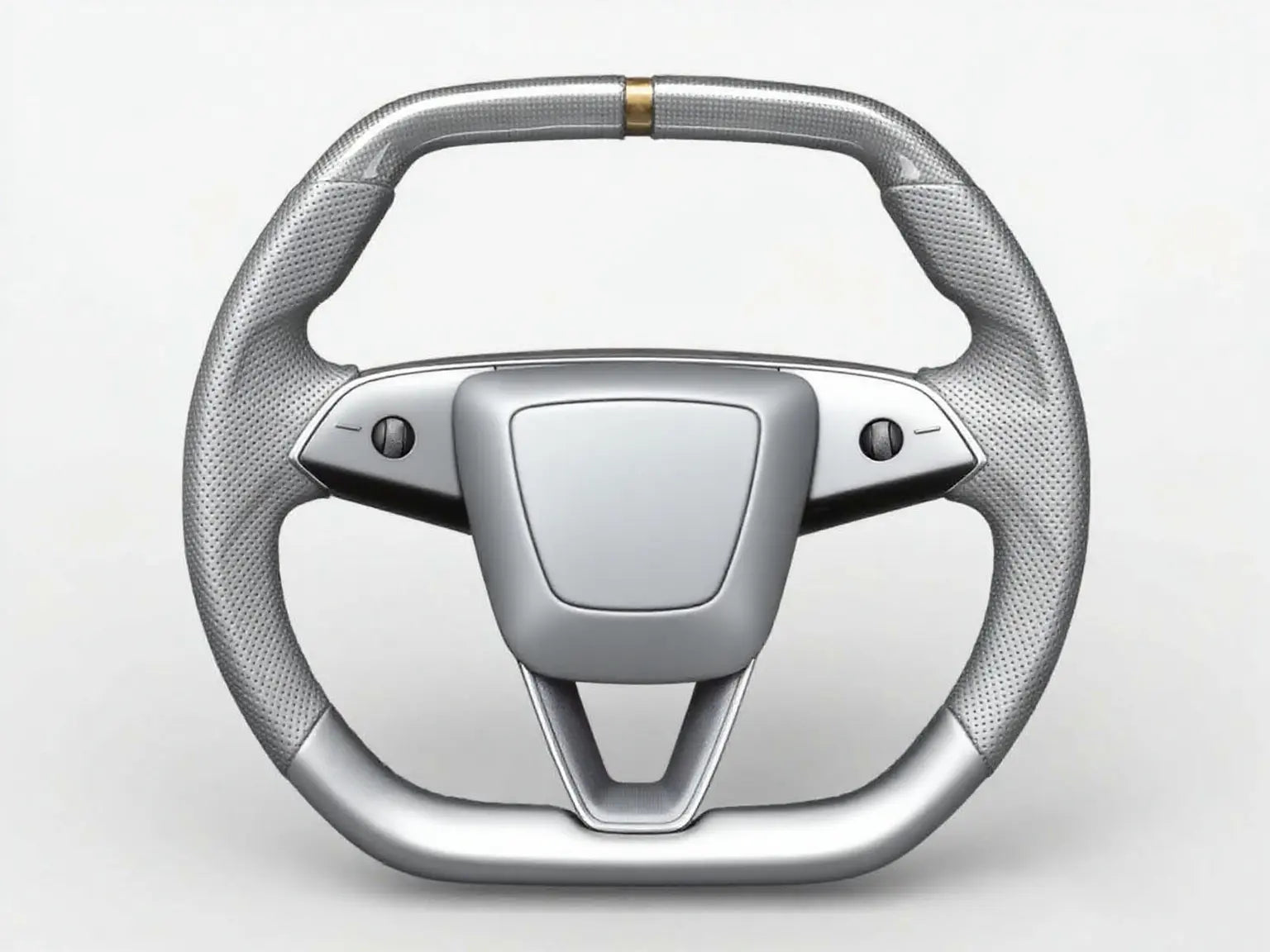 Silver-Gold-Two-Tone-Perforated-Leather-Tesla-Steering-Wheel-Super-Enhancer Axeco