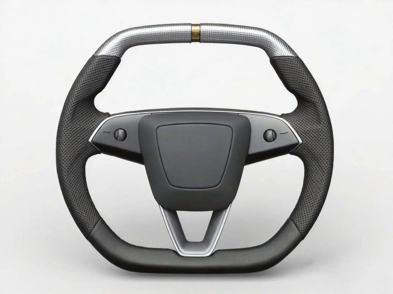 Silver-and-carbon-collide-creating-a-visual-impact-on-Tesla-steering-wheel Axeco