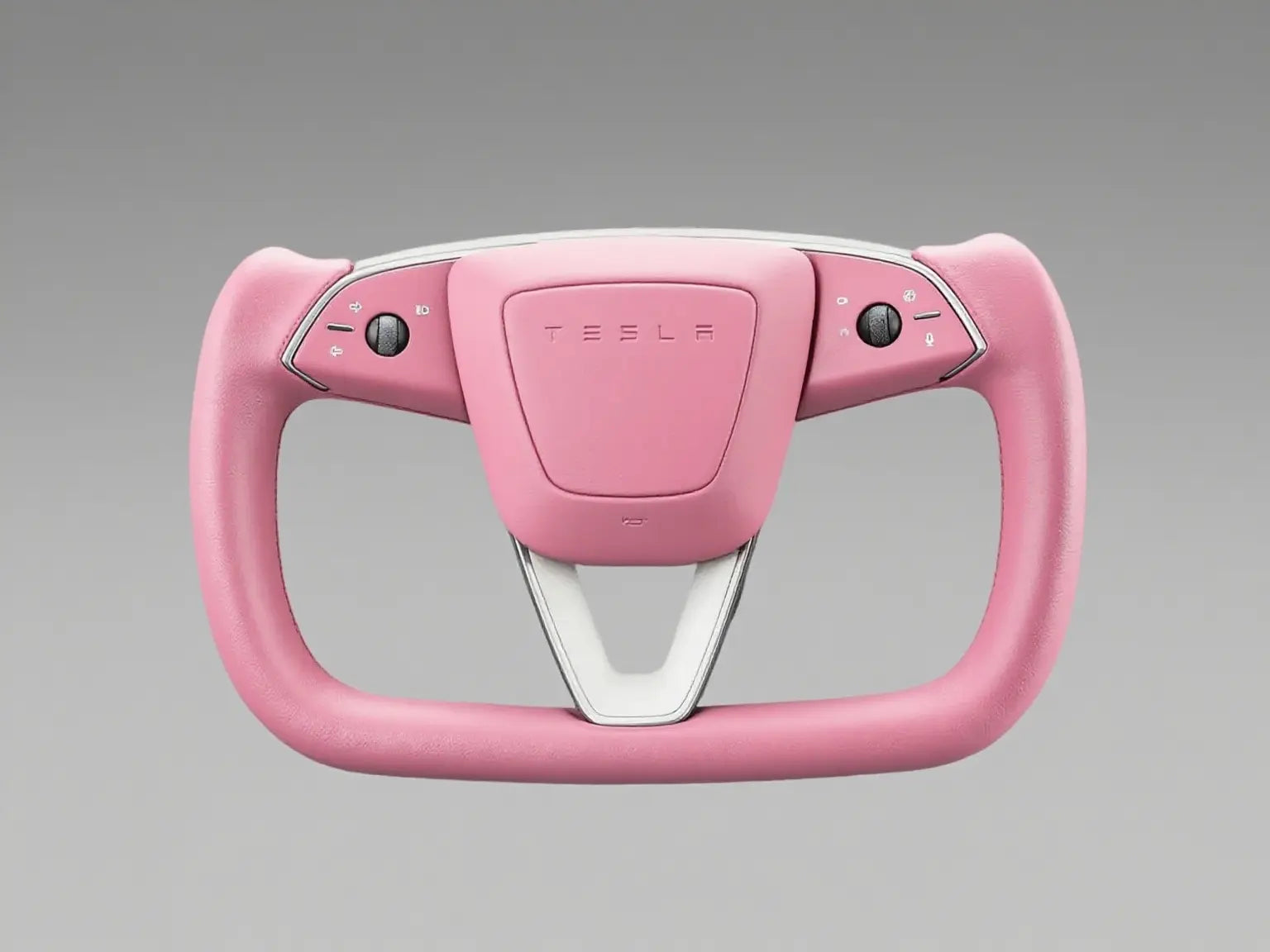 Soft-Pink-Leather-Tesla-Yoke-Steering-Wheel-Deducing-Gentle-Touch Axeco