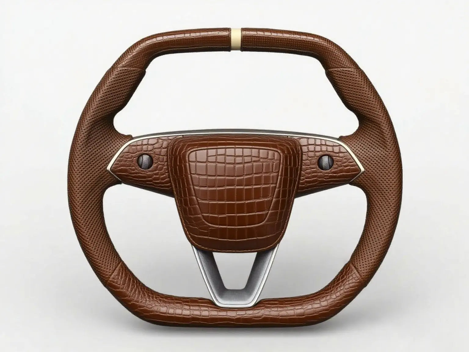 Tan-Alligator-Patterned-Tesla-Steering-Wheel-Super-Enhancer Axeco