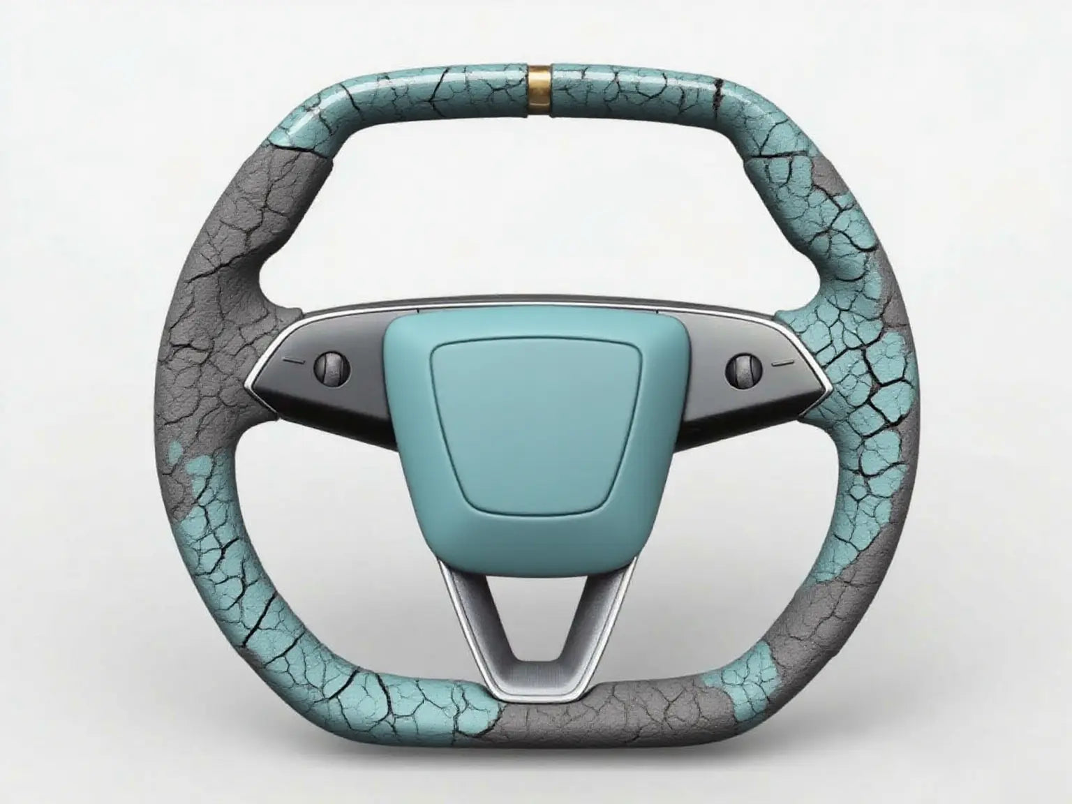 Teal-Gray-Cracked-Leather-Tesla-Steering-Wheel-Super-Enhancer Axeco