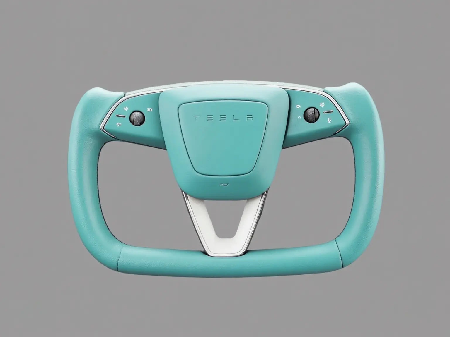 Teal-Leather-Tesla-Yoke-Steering-Wheel-with-Refreshing-Allure Axeco