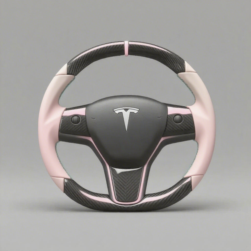 Tesla Steering Wheel A Fusion of Romance and Technology in Pink and Black - Axeco