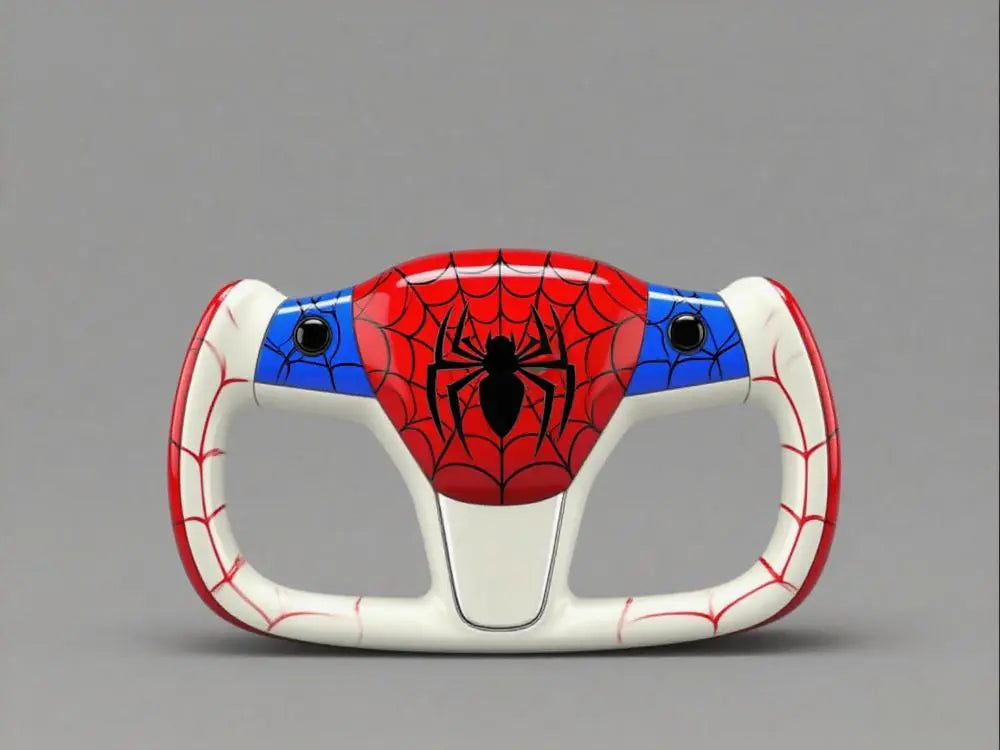 Tesla-Steering-Wheel-Spider-Man-Coating-Awakening-Driving-Passion Axeco
