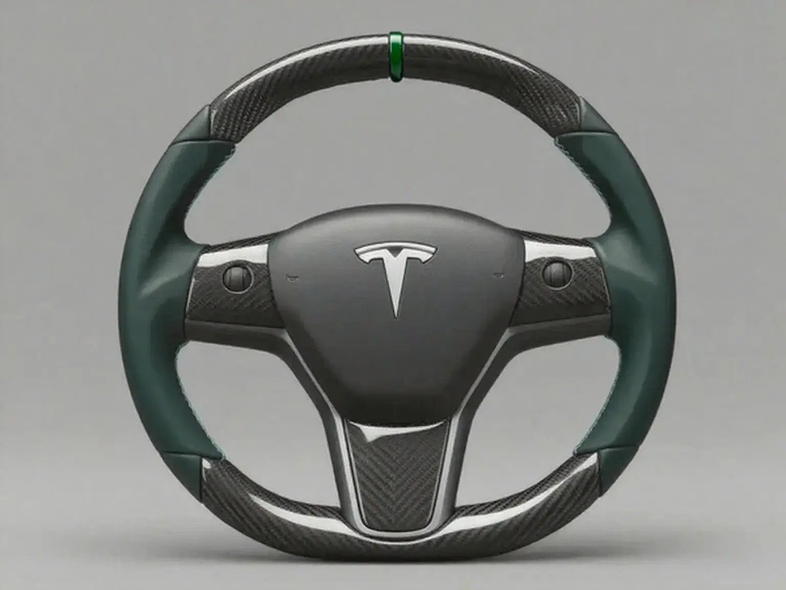 Tesla-Steering-Wheel-The-Perfect-Fusion-of-Deep-Dark-Green-and-Technological-Texture Axeco