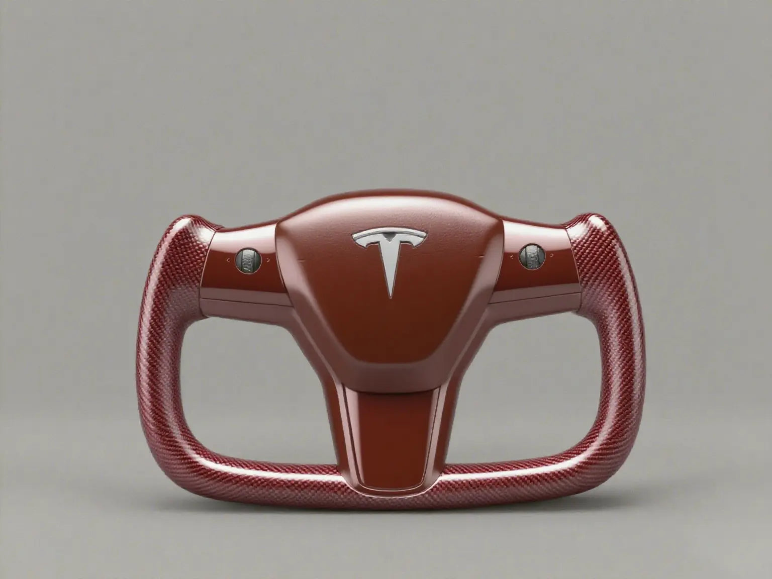 Tesla-Yoke-Steering-Wheel-Interprets-Elegant-Tone-with-Retro-Red-brown Axeco