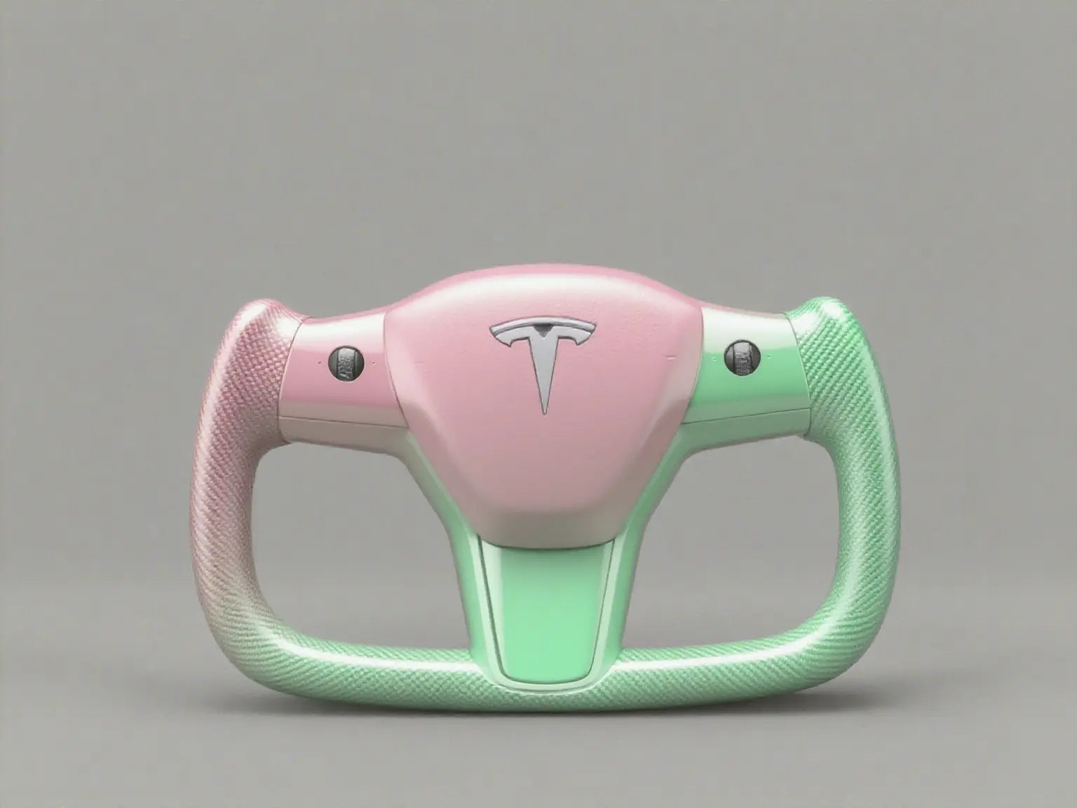 Tesla-Yoke-Steering-Wheel-Pink-Green-Color-Clash-Deduces-a-Sweet-Cool-Fairy-Tale Axeco
