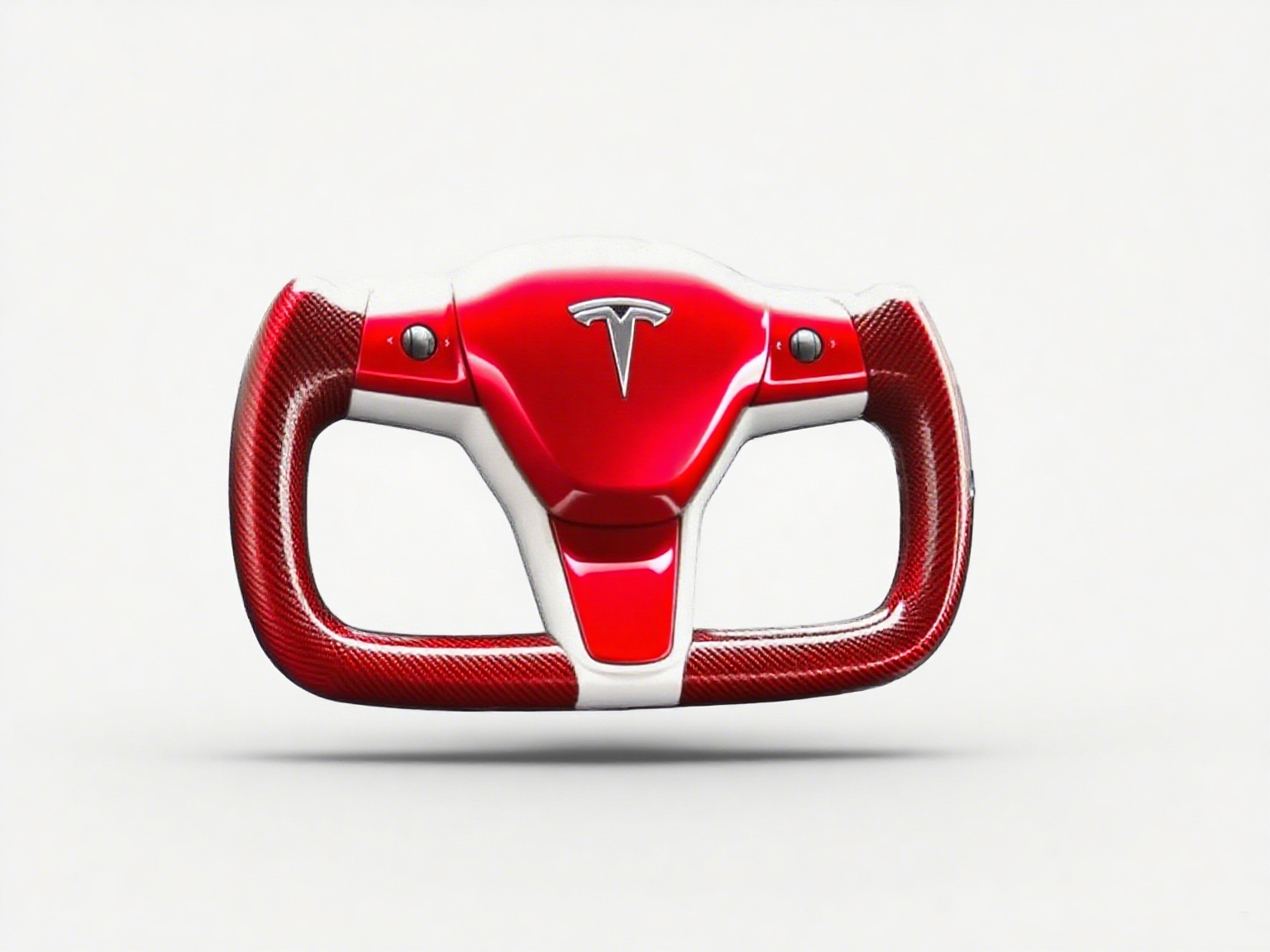 Tesla Yoke Steering Wheel Red - white Collision Creates Ultimate Aesthetics - Axeco