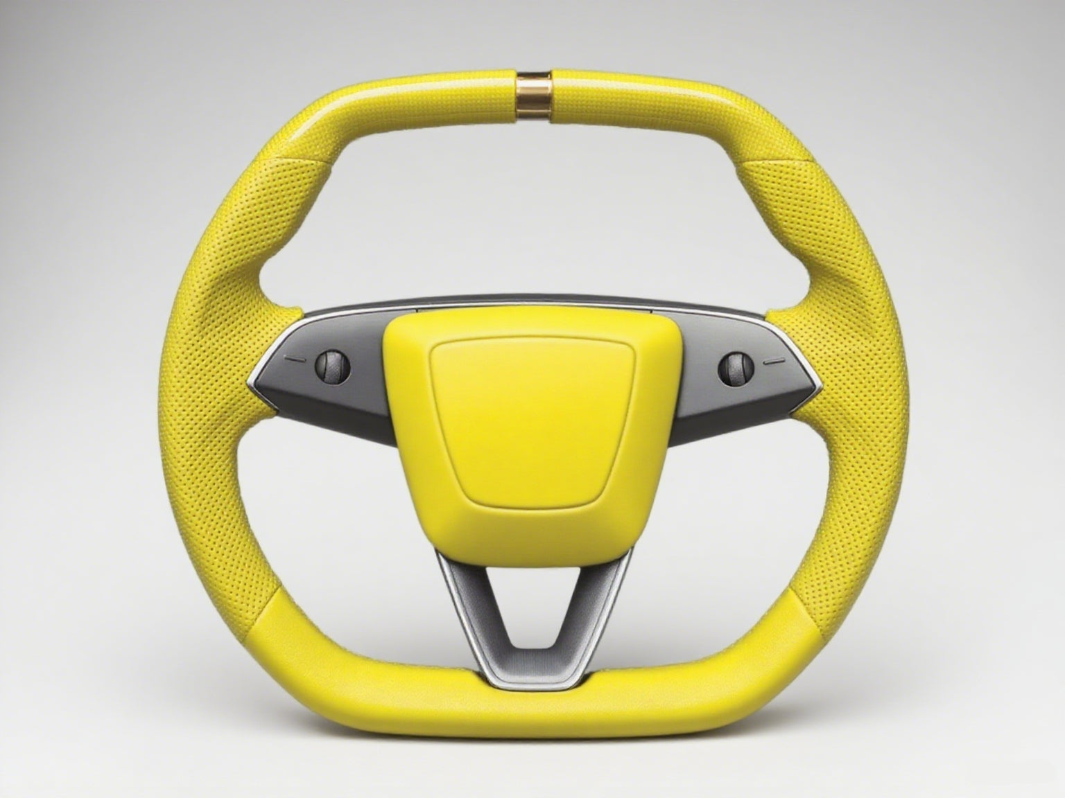 The Bright Yellow Tesla Steering Wheel A Visual Engine for Driving Passion - Axeco